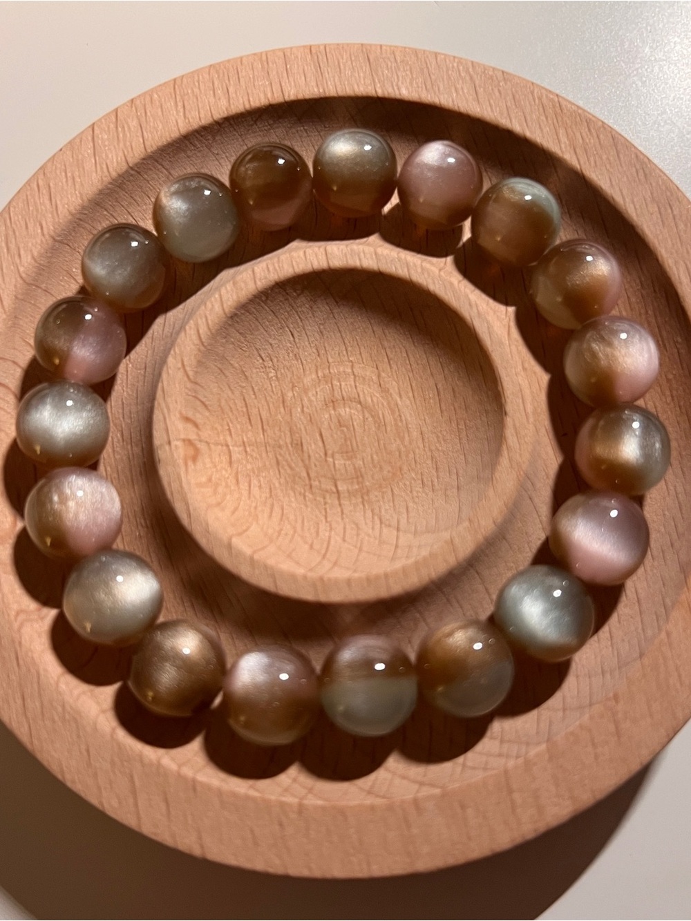 Cat's Eye Beaded Stretch Bracelet in Multi-Tone Pastel